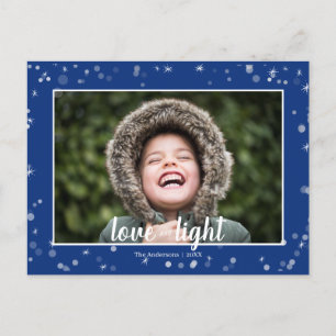 Cute Love & Light Stars Hanukkah Holiday Postcard