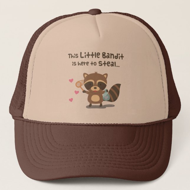 Cute Love Little Masked Bandit Racoon Trucker Hat (Front)