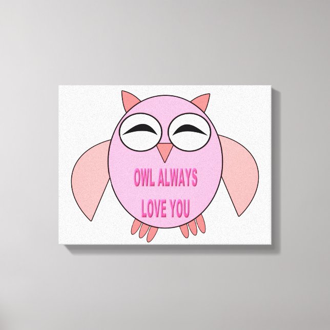 Cute Love Message Owl Canvas Print (Front)