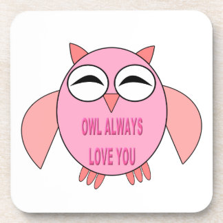 Cute Love Message Owl Coaster