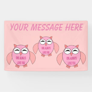Cute Love Message Owl Custom Banner