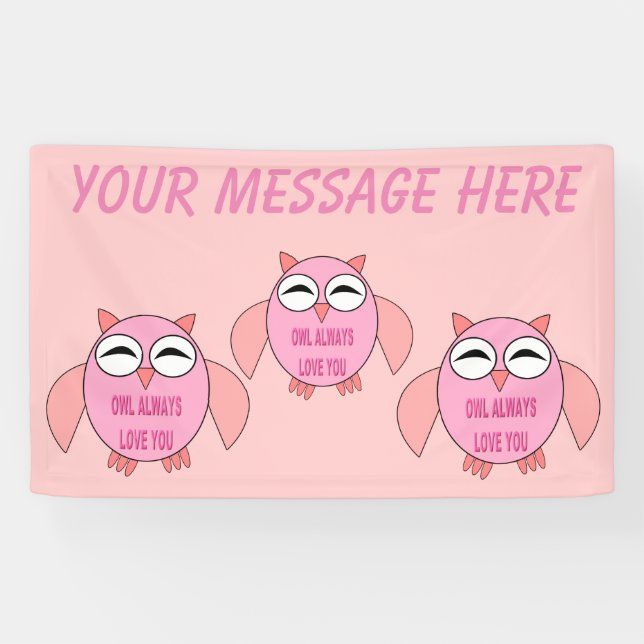 Cute Love Message Owl Custom Banner (Horizontal)