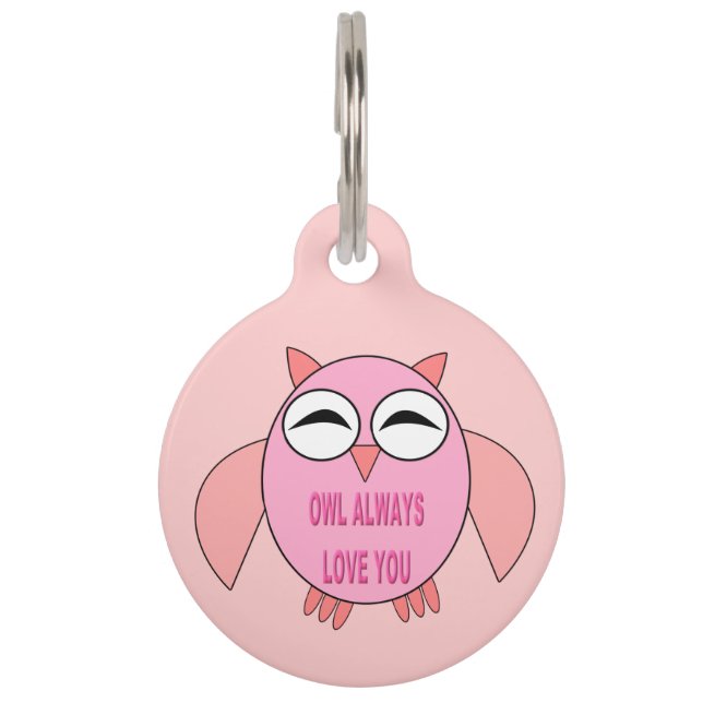Cute Love Message Owl Custom Dog Tag (Front)
