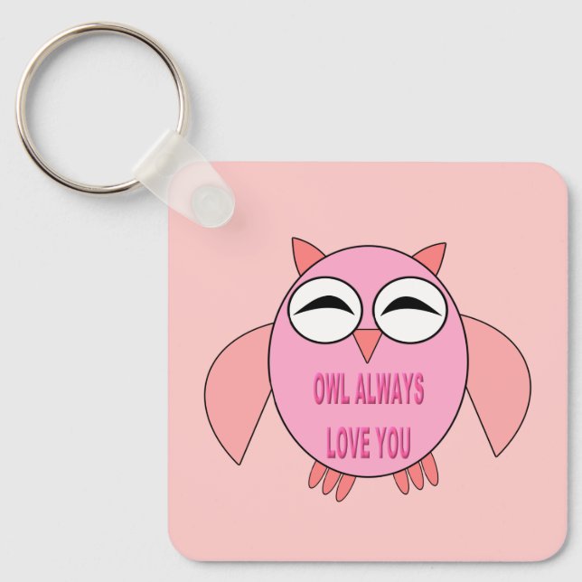 Cute Love Message Owl Custom Key Ring (Front)
