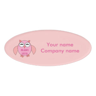 Cute Love Message Owl Custom Name Tag