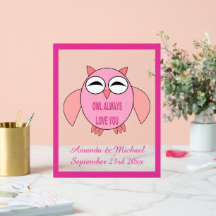 Cute Love Message Owl Custom Wedding Acrylic Sign