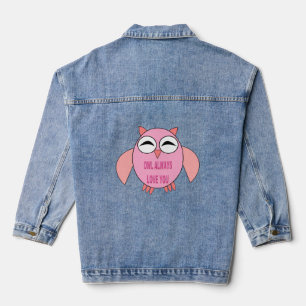 Cute Love Message Owl Denim Jacket