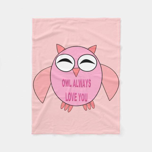 Cute Love Message Owl Fleece Blanket (Front)