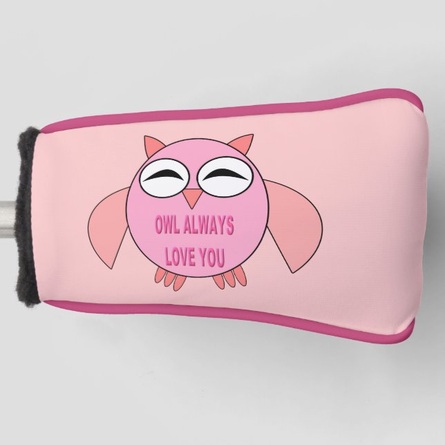 Cute Love Message Owl Golf Putter Cover (Front)