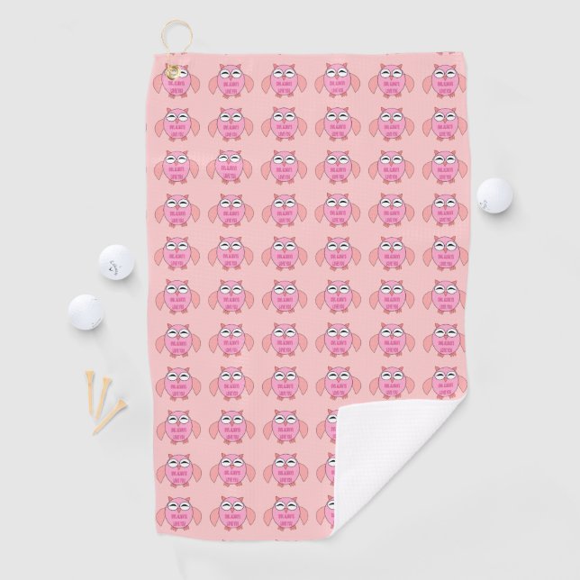 Cute Love Message Owl Golf Towel (InSitu)