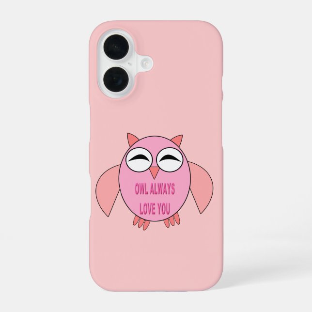 Cute Love Message Owl iPhone 16 Case (Back)