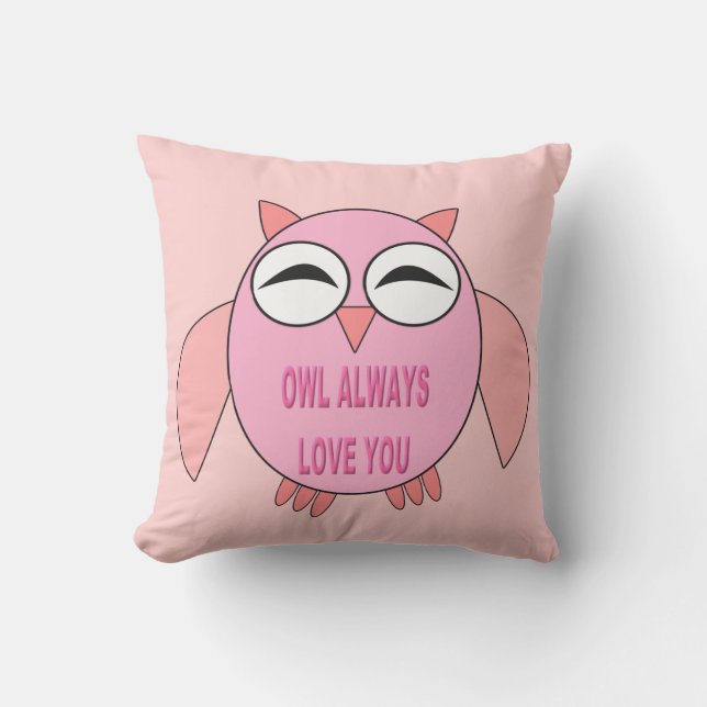 Cute Love Message Owl Outdoor Pillow (Front)