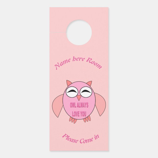 Cute Love Message Owl Personalised Door Hanger (Front)