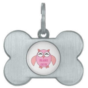 Cute Love Message Owl Pet Tag