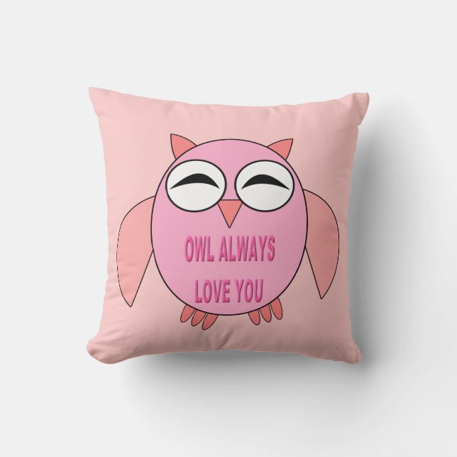 Cute Love Message Owl Pillow (Front)