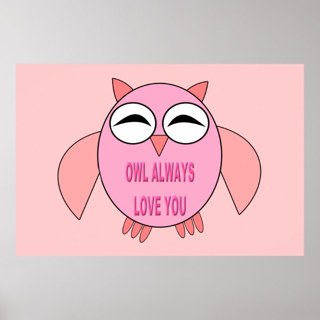 Cute Love Message Owl Poster (Front)