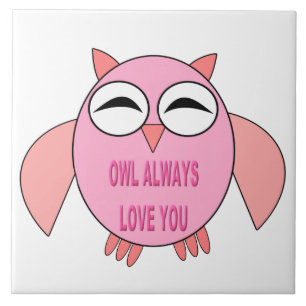 Cute Love Message Owl Tile