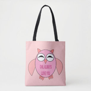 Cute Love Message Owl Tote Bag
