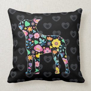 Cute Love My Boston Terrier floral design Cushion