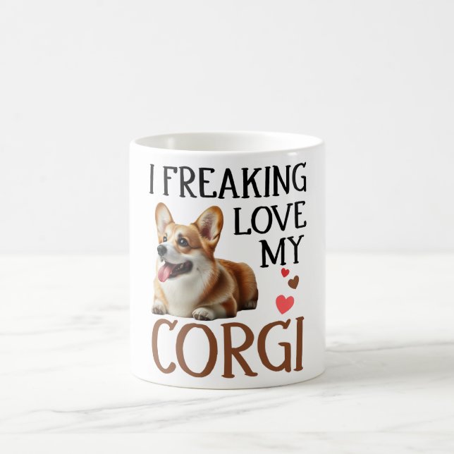 Cute Love My Corgi Dog Coffee Mug (Center)