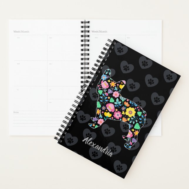 Cute Love My French Bulldog Floral Design Planner (Display)