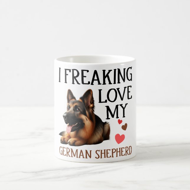 Cute Love My German Shepherd Dog Coffee Mug (Center)