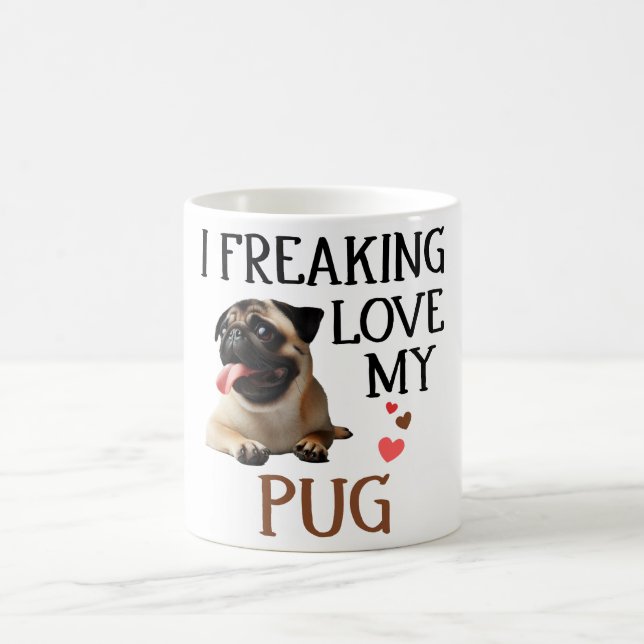 Cute Love My Pug Dog Coffee Mug (Center)