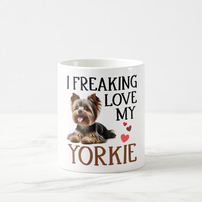Cute Love My Yorkie Dog Coffee Mug (Center)