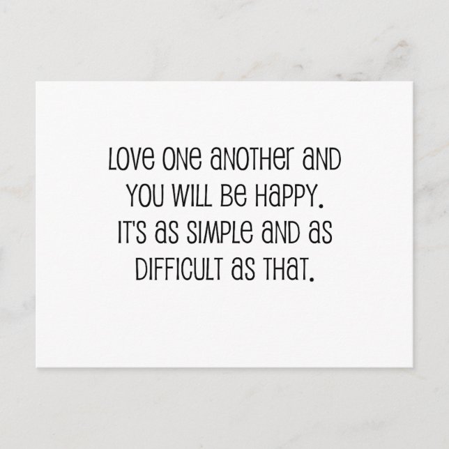Cute, "Love One Another" Wedding Quote Postcard (Front)