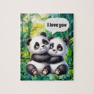 Cute love panda's customizable jigsaw puzzle