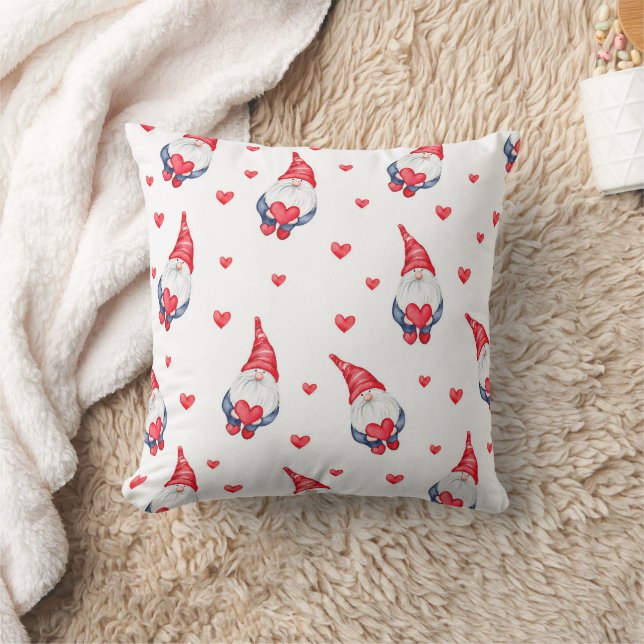 cute love pattern with gnomes and hearts  cushion (Blanket)