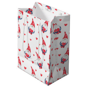 cute love pattern with gnomes and hearts medium gift bag