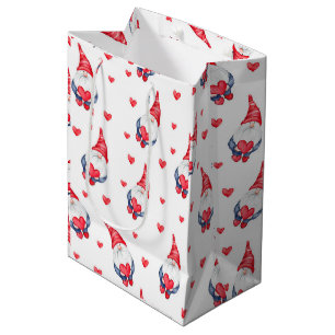 cute love pattern with gnomes and hearts medium gift bag