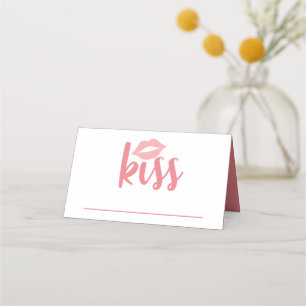 Cute Love Pink Lipstick Kiss Wedding Bridal Shower Place Card