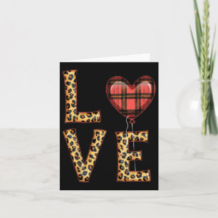 Cute Love Plaid Heart Leopard Valentine's Day Wome Card