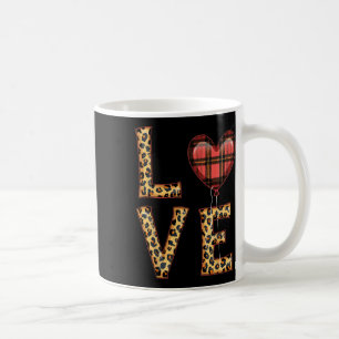 Cute Love Plaid Heart Leopard Valentine's Day Wome Coffee Mug