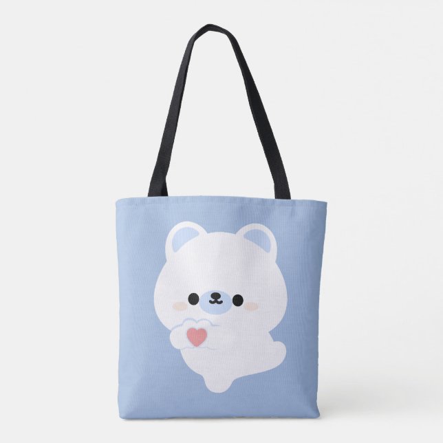 Cute Love Polar Bear Tote Bag (Back)