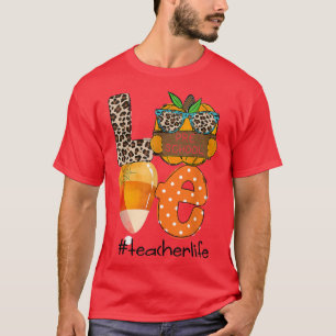 Cute Love Preschool Teacher Life Halloween Fall Ca T-Shirt