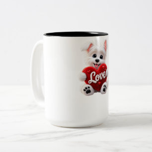 Cute Love Puppy Baby Desig Two-Tone Coffee Mug