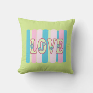 Cute Love Quote Feminine Pastel Pink Yellow Blue Cushion