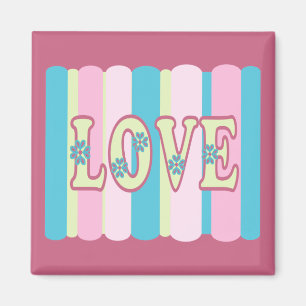 Cute Love Quote Pastel Pink Yellow Blue Design Magnet
