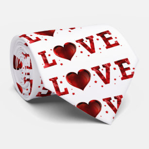Cute Love Red Heart Pattern Tie