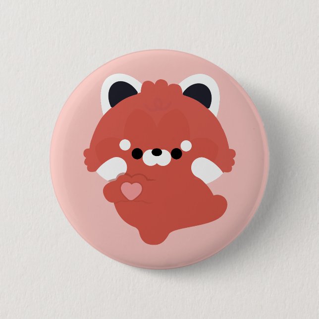 Cute Love Red Panda 6 Cm Round Badge (Front)
