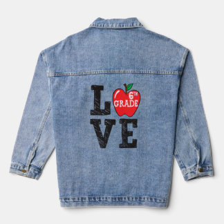 Cute Love Sixth Grade Squad First Day Of School Te Denim Jacket
