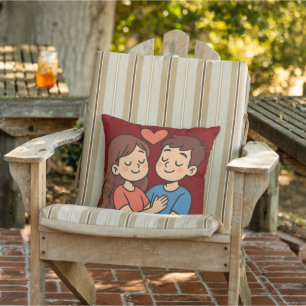 Cute Love Sticker Cartoon Couple in Love Cushion