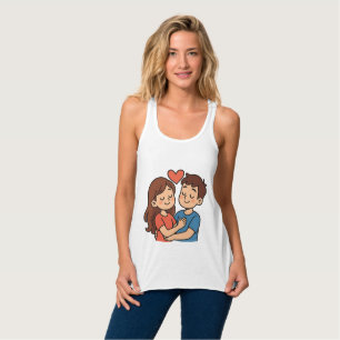  Cute Love Sticker   Cartoon Couple in Love Singlet