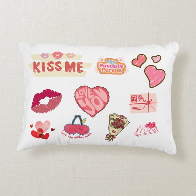 Cute Love Sticker Throw Pillow (Back)