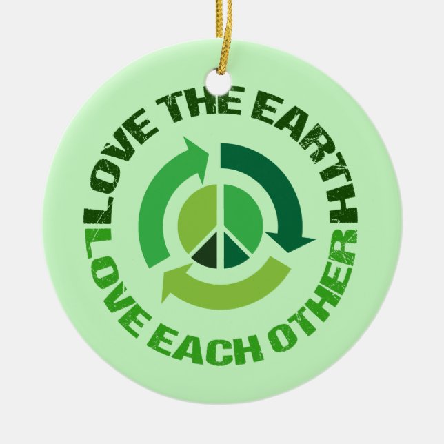 Cute Love The Earth Environmental Activist Ceramic Tree Decoration (Front)