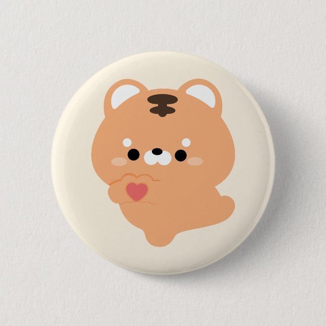 Cute Love Tiger  6 Cm Round Badge (Front)