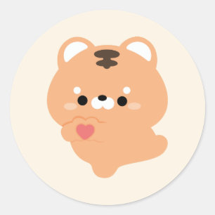 Cute Love Tiger Classic Round Sticker